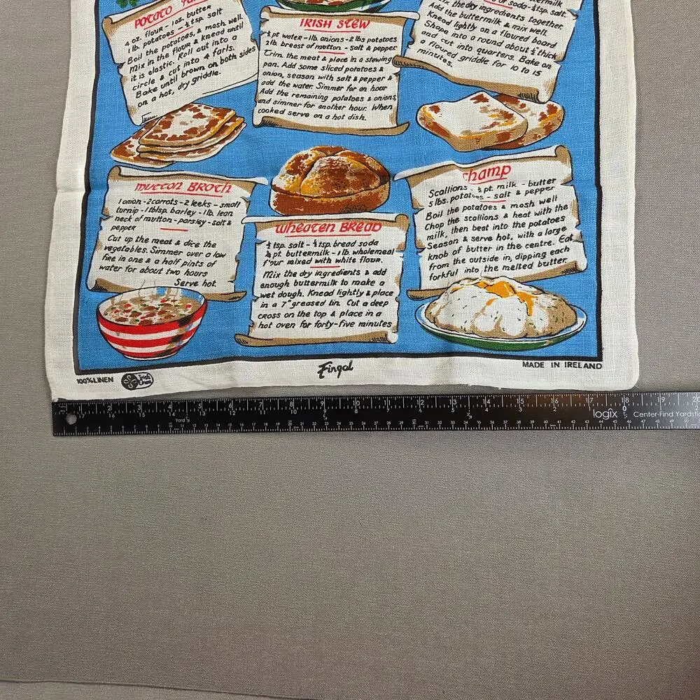 Vintage Fingal Traditional Irish Recipes 100% Linen Tea Towel Made Ireland